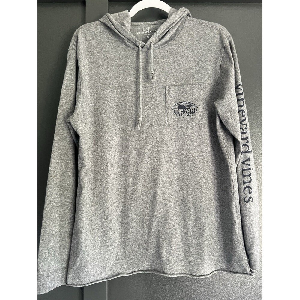 Vineyard Vines Football Hoodie  Long Sleeve W Pocket TShirt Men's Size Medium